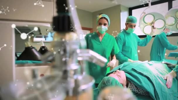 Animation Molecules Female Male Caucasian Surgeons Operation Health Medicine Science — Vídeo de Stock