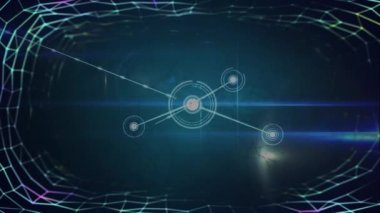 Şekiller üzerinden bağlantı ağının animasyonu. Küresel iş ve dijital arayüz kavramı dijital olarak oluşturulmuş video.