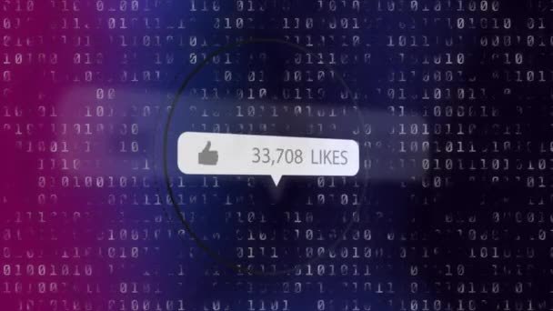 Unique Digital Video Binary Coding Increasing Social Media Likes Computer — Vídeo de stock