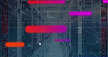 Animation of data processing over computer servers. Global computing, connections, data processing and digital interface concept digitally generated video.