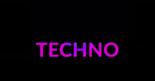 Κινούμενα Σχέδια Του Techno Κειμένου Μαύρο Φόντο Μουσική Πάρτυ Clubbing — Αρχείο Βίντεο