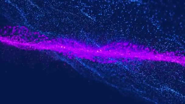 Анимация Трехмерных Неоновых Синих Фиолетовых Абстрактных Волн Частиц Движущихся Компьютерном — стоковое видео