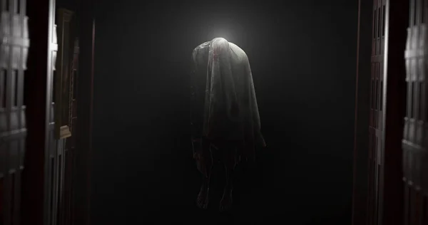 Image Moving Ghost Buildings Black Background Halloween Ghosts Concept Digitally — 图库照片