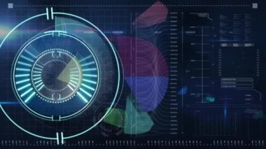 Animation of scope scanning and data processing on screen. Global data processing, digital interface and connections concept digitally generated video.