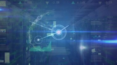 Animation of human brain, connections, data processing over computer servers. Global networks, computing, data processing and digital interface concept digitally generated video.