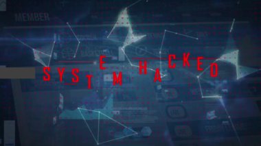 Animation of system hacked text over globe and data processing. Global technology, computing and digital interface concept digitally generated video.