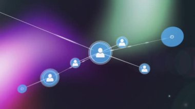 Animation of profile icon networks connecting dots on digital interface. Digital composite, connection, connect the dots, networking, data, technology, telecommunication.