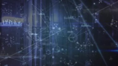 Animation of network of connections and data over servers. Global network, connections and technology concept digitally generated video.