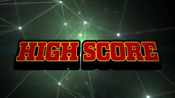 Animation High Score Text Light Beam Speech Bubble Connecting Dots — Vídeo de Stock