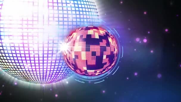 Animation Disco Ball Glowing Spots Black Background New Year Eve — Stock video