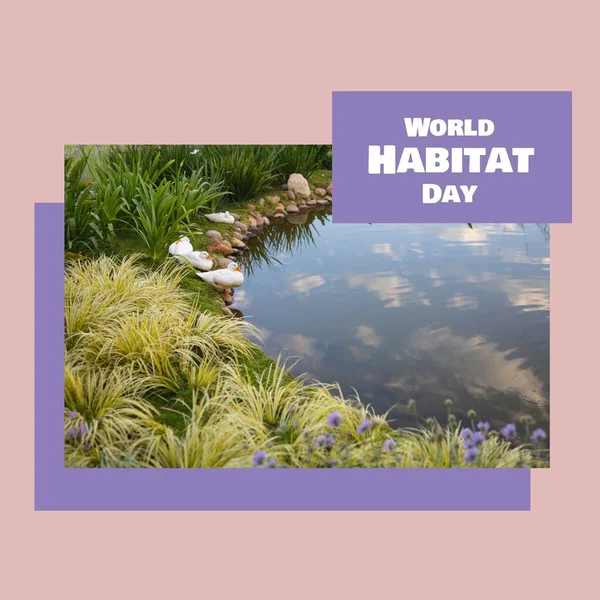 Composition World Habitat Day Text Lake Habitat Day Celebration Concept — Foto Stock