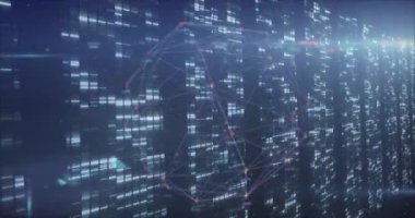 Animation of shapes over light spots. Global business and digital interface concept digitally generated video.