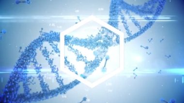 Animation of dna strand, molecules and medical data processing. Global medicine, science, research, computing and data processing concept digitally generated video.