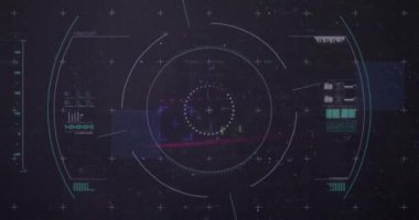 Animation of financial data processing with world map on digital interface. Digital composite, artificial intelligence, global communication, cloud computing, development, economy, technology.