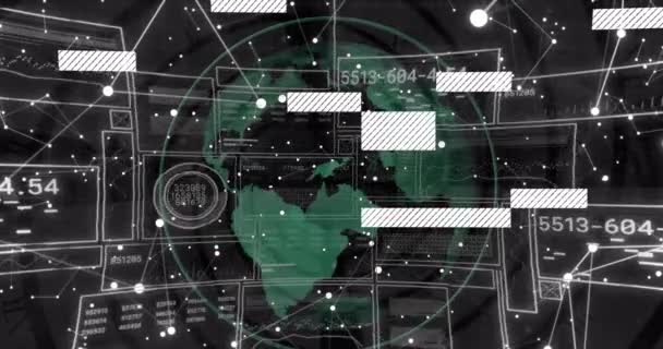 Анимация Цифровой Обработки Данных Экранах Всему Миру Глобальные Вычисления Соединения — стоковое видео