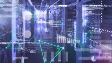 Infographics and computer coding with server room in background. Digitally generated, data, networking, coding, infographics, connection, computer.