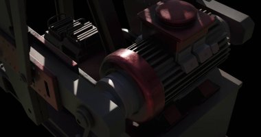 Image of oil pump working over black background. Oil industry and oil pump concept digitally generated image.