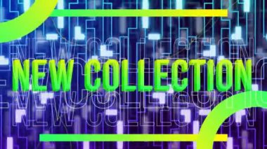 Animation of new collection text over network of connections. Global business and digital interface concept digitally generated video.