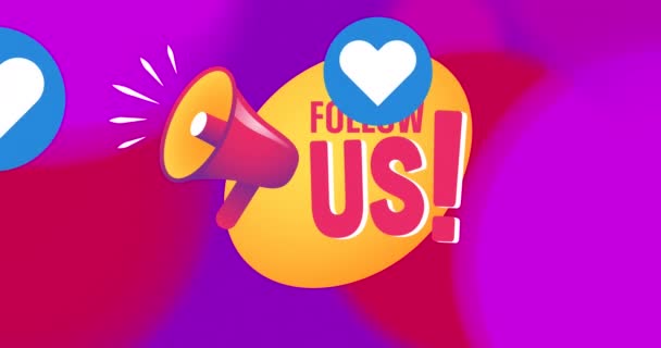 Animation Follow Text Hearts Shapes Social Media Abstract Background Concept — 图库视频影像