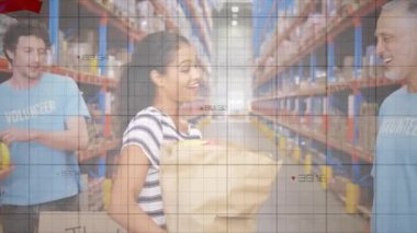 Afro-Amerikan kadınlarının beyaz erkek gönüllülere bağışta bulunuşunun animasyonu. Gönüllü olma ve bağış konsepti