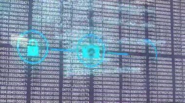 Animation of purple light trails over car data processing. Global online security connections data processing and digital interface concept digitally generated image.