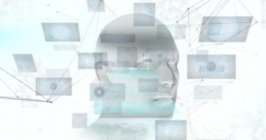 Dijital insan üzerinde veri işleme animasyonu. küresel iş ve dijital arayüz kavramı dijital olarak oluşturulmuş video.