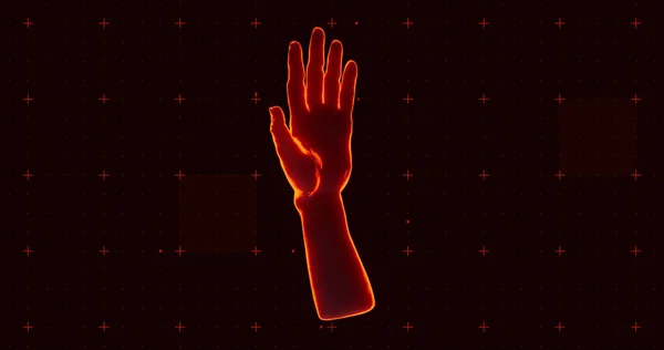 Image Holographic Hand Black Background Horror Fright Halloween Concept Digitally — Stok fotoğraf