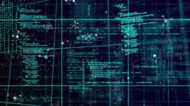 Veri işleme üzerinde şekillerin canlandırılması. Küresel iş ve dijital arayüz kavramı dijital olarak oluşturulmuş video.