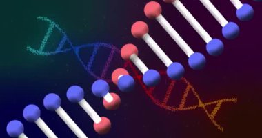 Animation of dna strands on black background. Global business and digital interface concept digitally generated video.