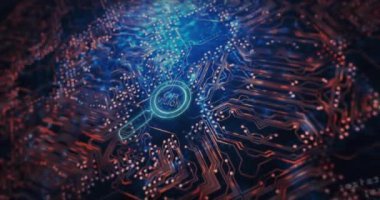 Animation of our vision text over reading glass and data processing. Global business and digital interface concept digitally generated video.