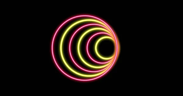 Image Glowing Pink Yellow Circles Black Background Colour Movement Concept — Stockfoto