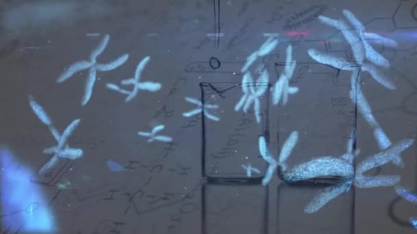 Animation Arteries Floating Chemical Pouring Beaker Mathematical Equations Medical Research — Vídeo de Stock