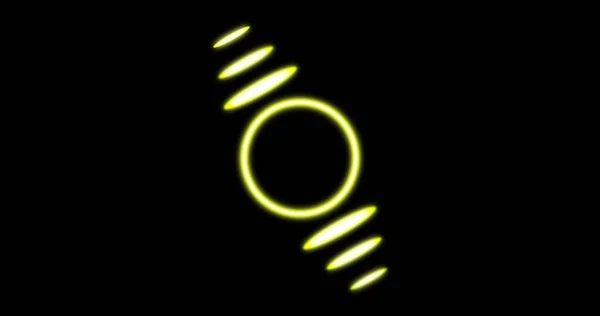 ภาพของวงกลมส เหล องเร องแสงท นบนพ นหล และแนวค ดการเคล อนไหวภาพท างข — ภาพถ่ายสต็อก