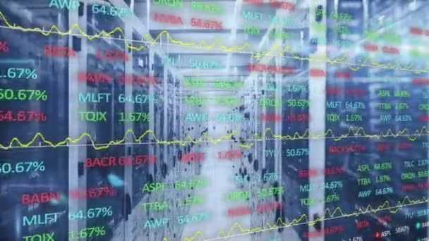 Animation Stock Market Data Processing Mosaic Squares Empty Computer Server — Stockvideo