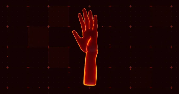 Image Holographic Hand Black Background Horror Fright Halloween Concept Digitally — Stok fotoğraf