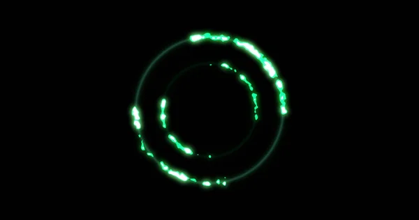 Image Glowing Green Circles Black Background Colour Movement Concept Digitally — Stock fotografie