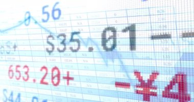 Animation of stock market with graph on white background. Global business, finances and digital interface concept digitally generated video.