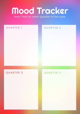 Composition of mood tracker text on colourful background. Vision board maker and celebration concept digitally generated image.