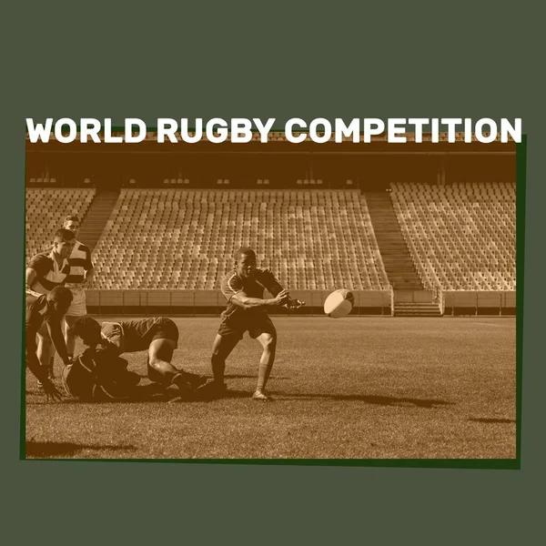 Composition World Rugby Competition Text Diverse Rugby Players World Rugby — Zdjęcie stockowe