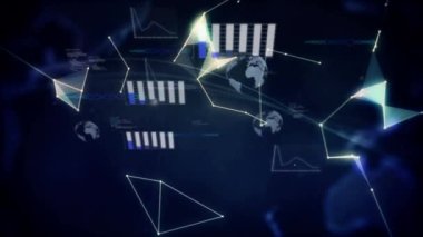 Dünya üzerinde veri işleme animasyonu. küresel iş ve dijital arayüz kavramı dijital olarak oluşturulmuş video.