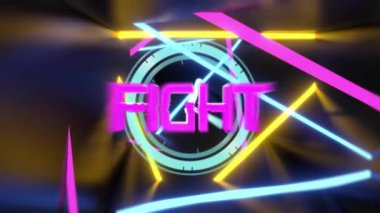 Animation of fight text over shapes. Social media and digital interface concept digitally generated video.