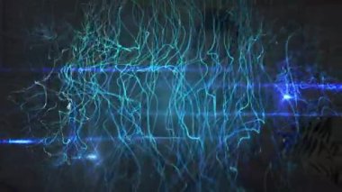 Animation of light trails over caucasian woman using smartphone. Global business and digital interface concept digitally generated video.