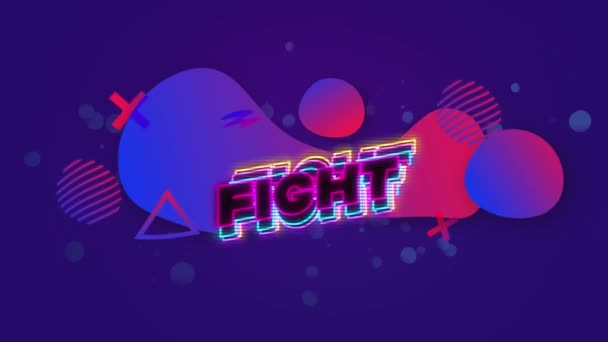 Animation Fight Text Shapes Retro Future Digital Interface Concept Digitally — Stock Video