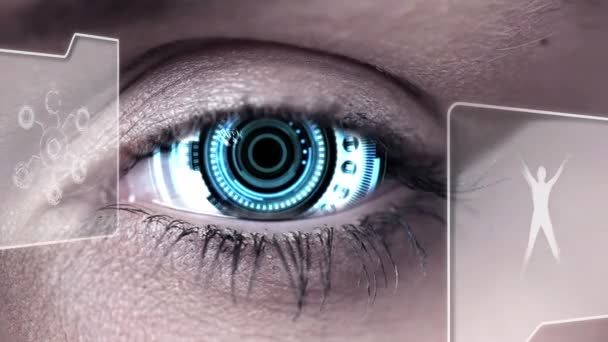 Animation Medical Structure Human Body Displays Woman Digital Scanning Eyeball — Stok video