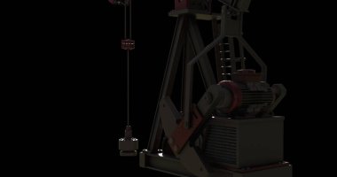 Image of oil pump working over black background. Oil industry and oil pump concept digitally generated image.
