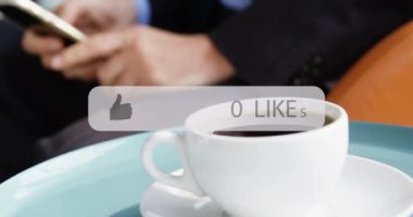 Animation of media icon over hands using smartphone. Global business and digital interface concept digitally generated video.