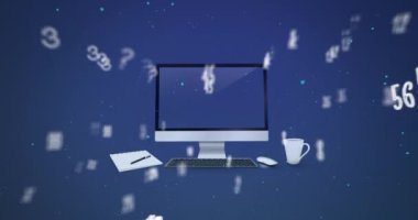 Animation of data processing over computer. Global business and digital interface concept digitally generated video.