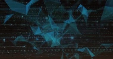 Animation of blue shapes over data processing on black background. Global technology, online security and digital interface concept digitally generated video.