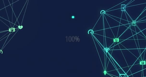 Animation Icons 100 Percent Network Connections Global Business Digital Interface — Vídeo de Stock