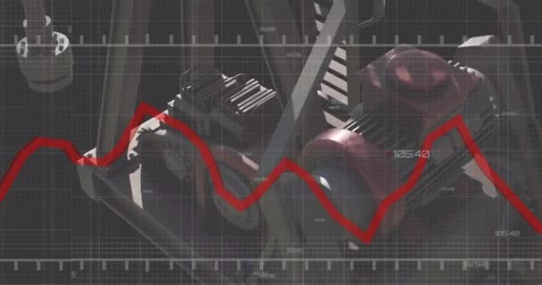 Animation Financial Data Processing Graph Pumpjack Black Background Global Business — Vídeo de Stock